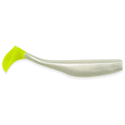 Pearl white with Electric Green tail Swimbaits - 12 per pack