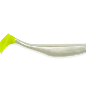 Pearl white with Electric Green tail Swimbaits - 12 per pack